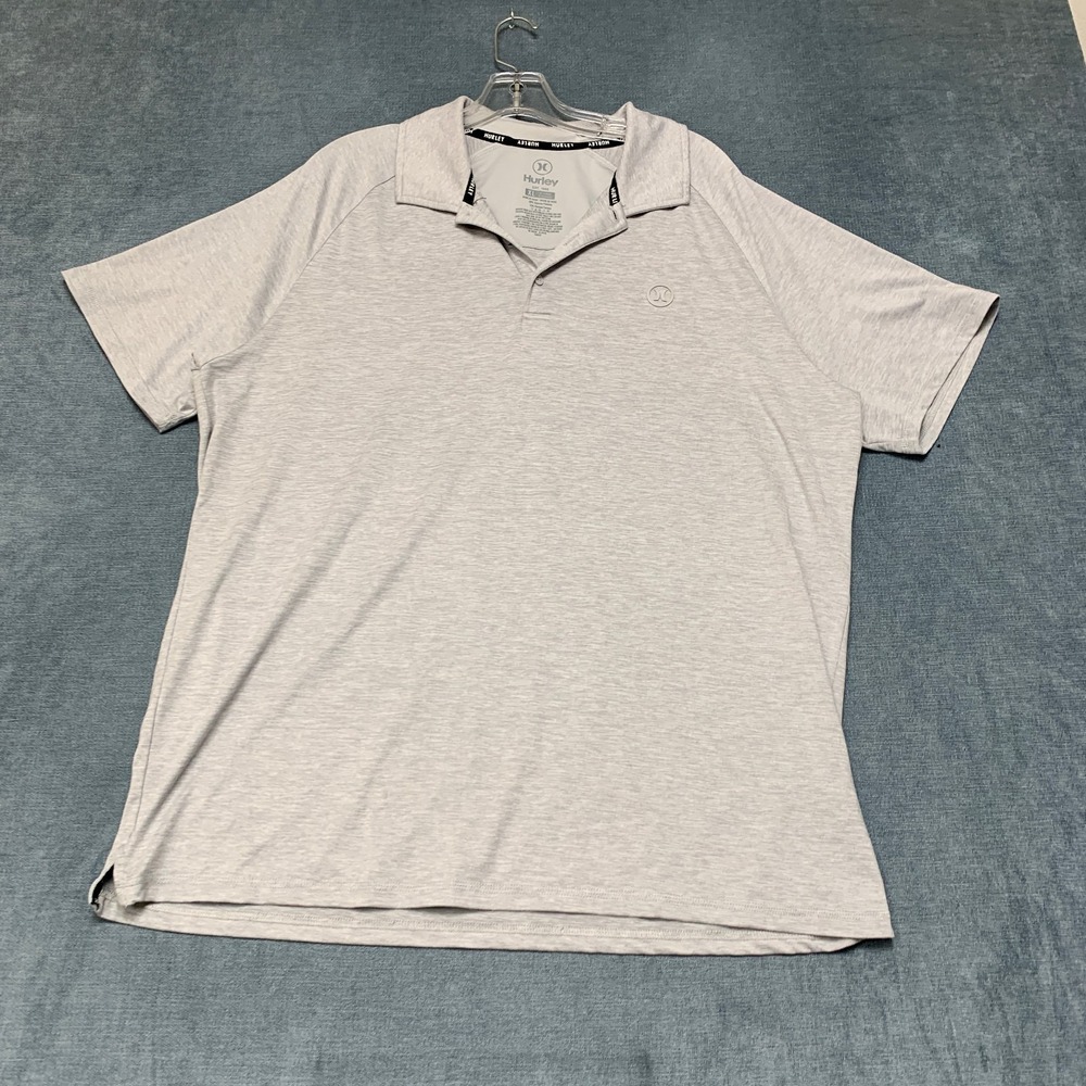 Hurley‎ Golf Polo Shirt Men's XL Gray Stretch Side Slit Performance Athleisure